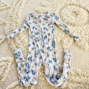 Posh Peanut Blue Floral Kids Footie